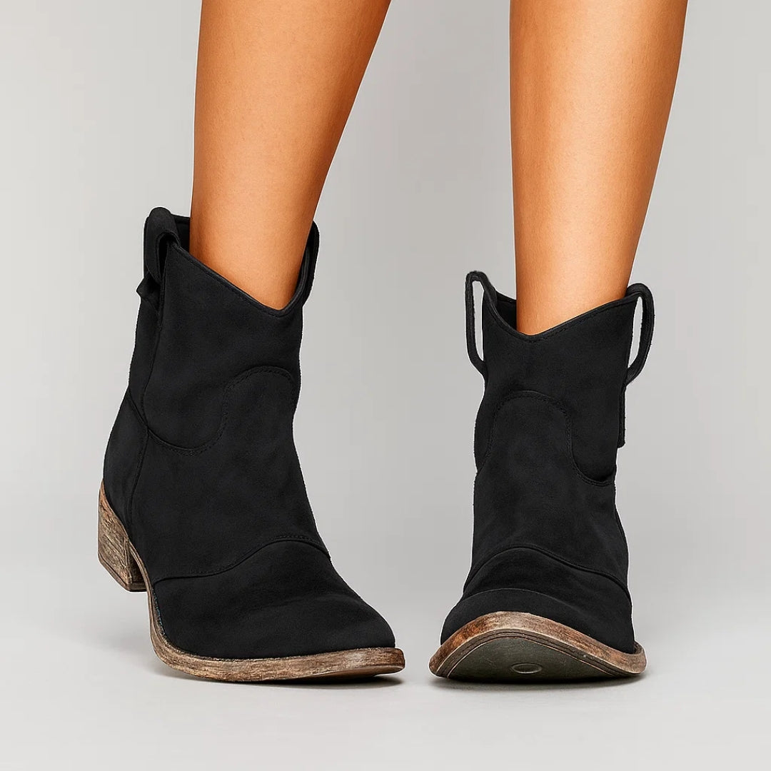Botines estilo western con acabado efecto ante