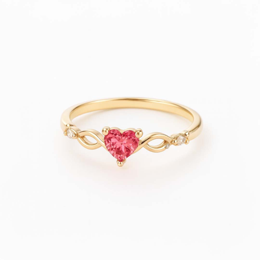 Anillo fino dorado con corazón de circonita