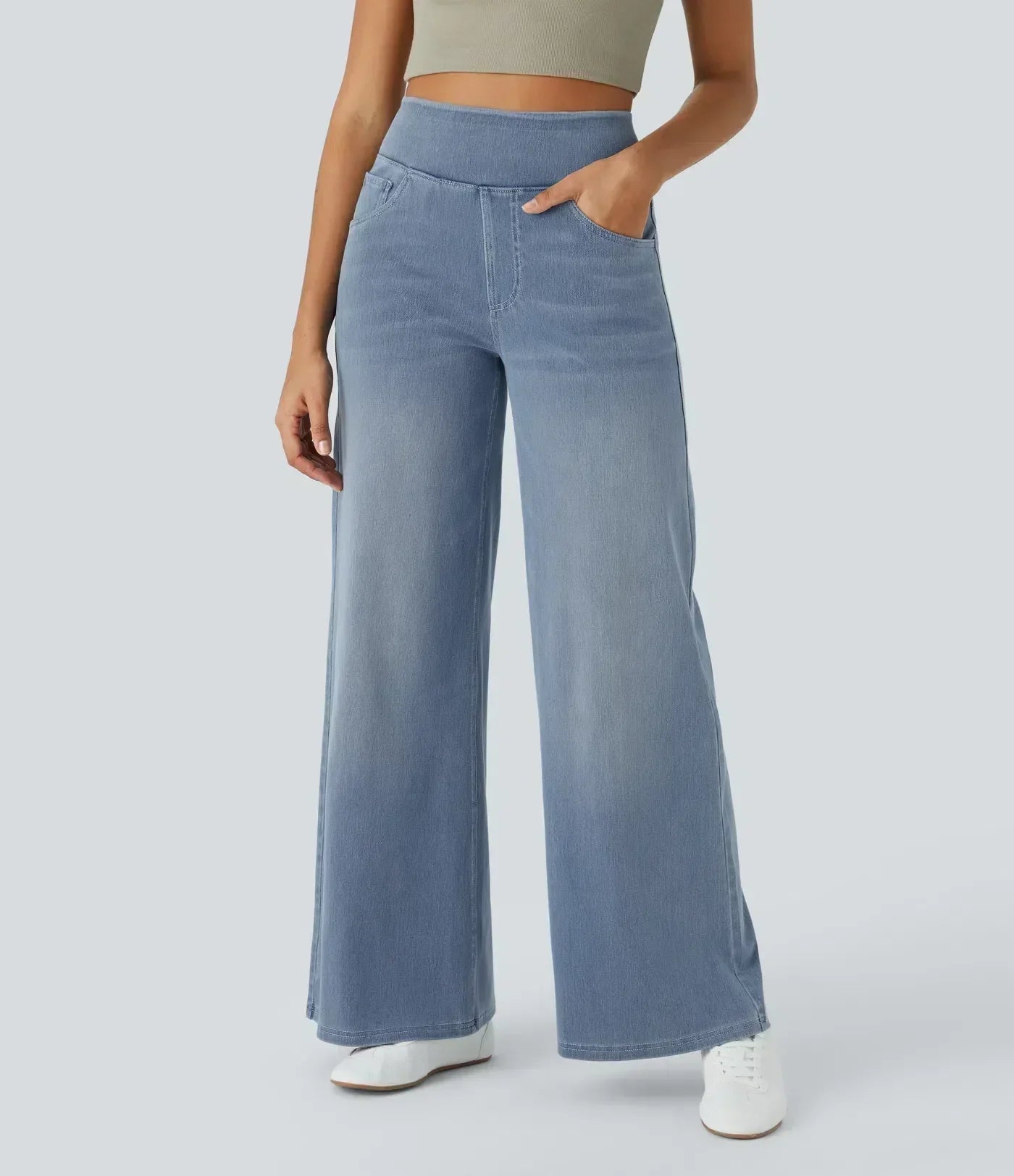 Jeans de tiro alto con pierna ancha