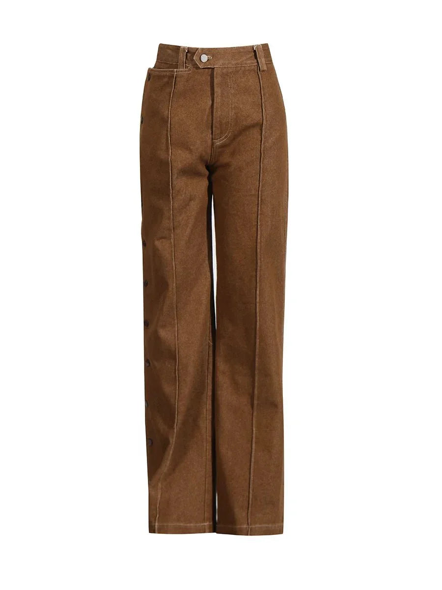 Conjunto de dos piezas con chaqueta cropped y pantalón de tiro alto