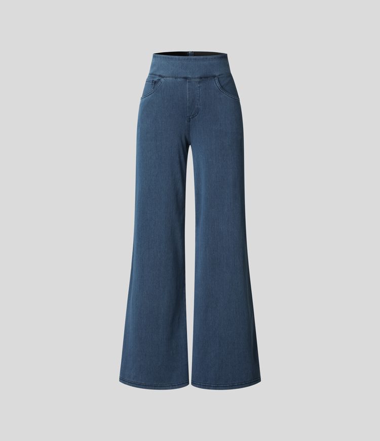 Jeans de tiro alto con pierna ancha