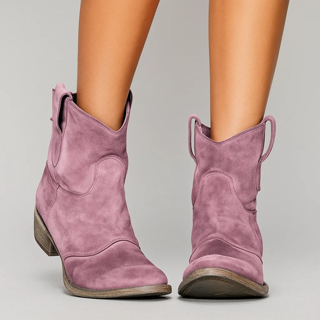 Botines estilo western con acabado efecto ante