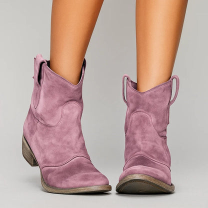 Botines estilo western con acabado efecto ante