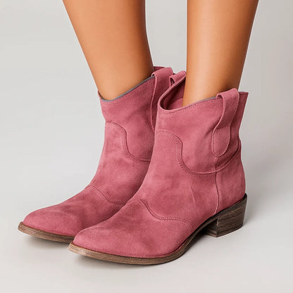 Botines estilo western con acabado efecto ante