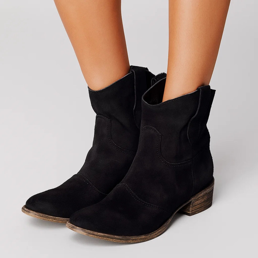Botines estilo western con acabado efecto ante