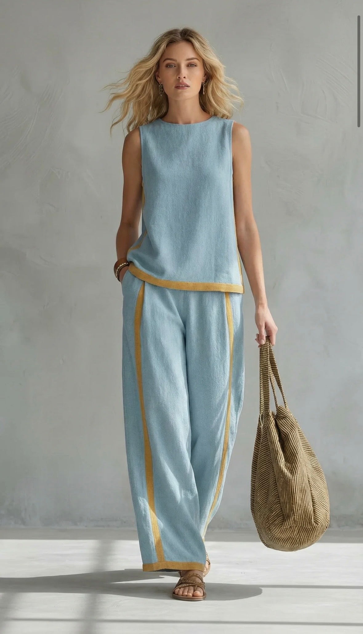 Leila | Conjunto de dos piezas en lino y algodón con top sin mangas