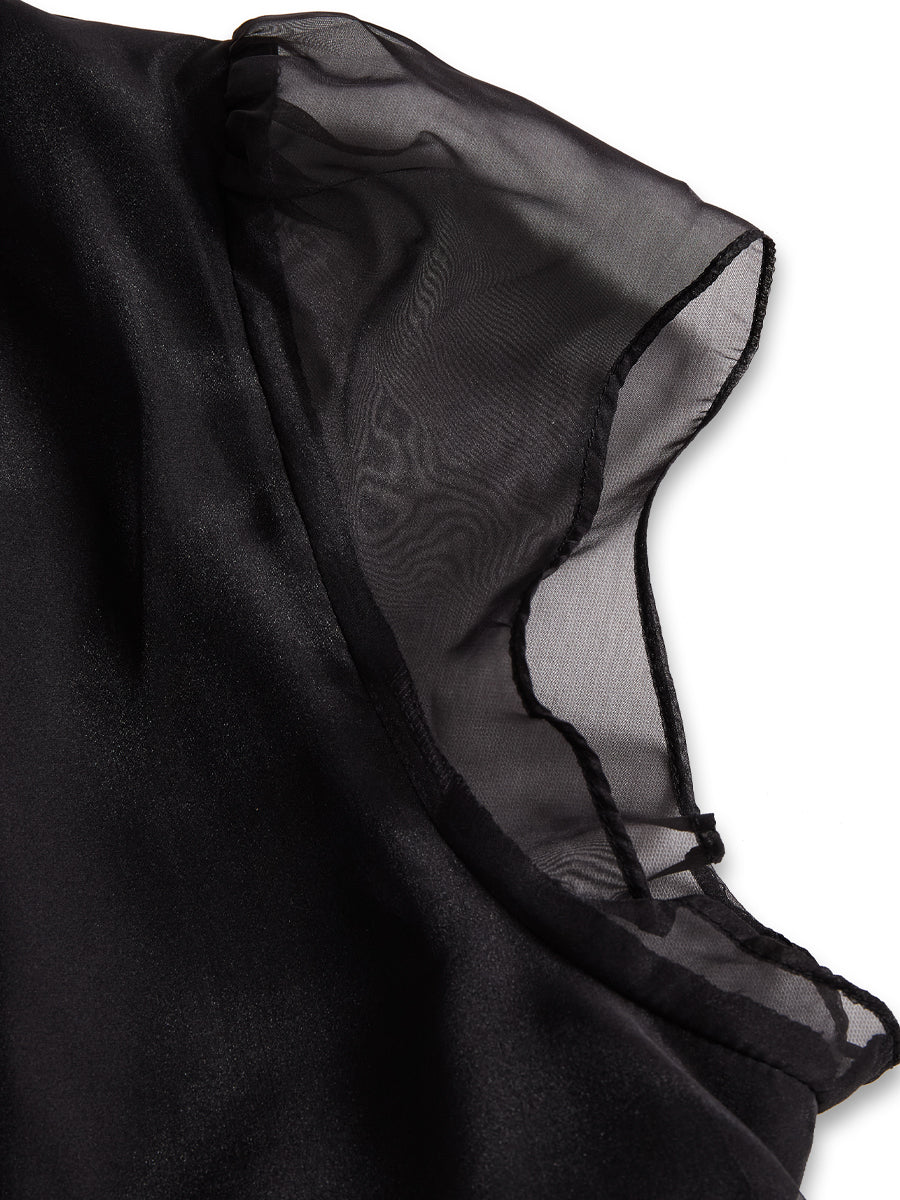 Blusa sin mangas de gasa con detalle plisado