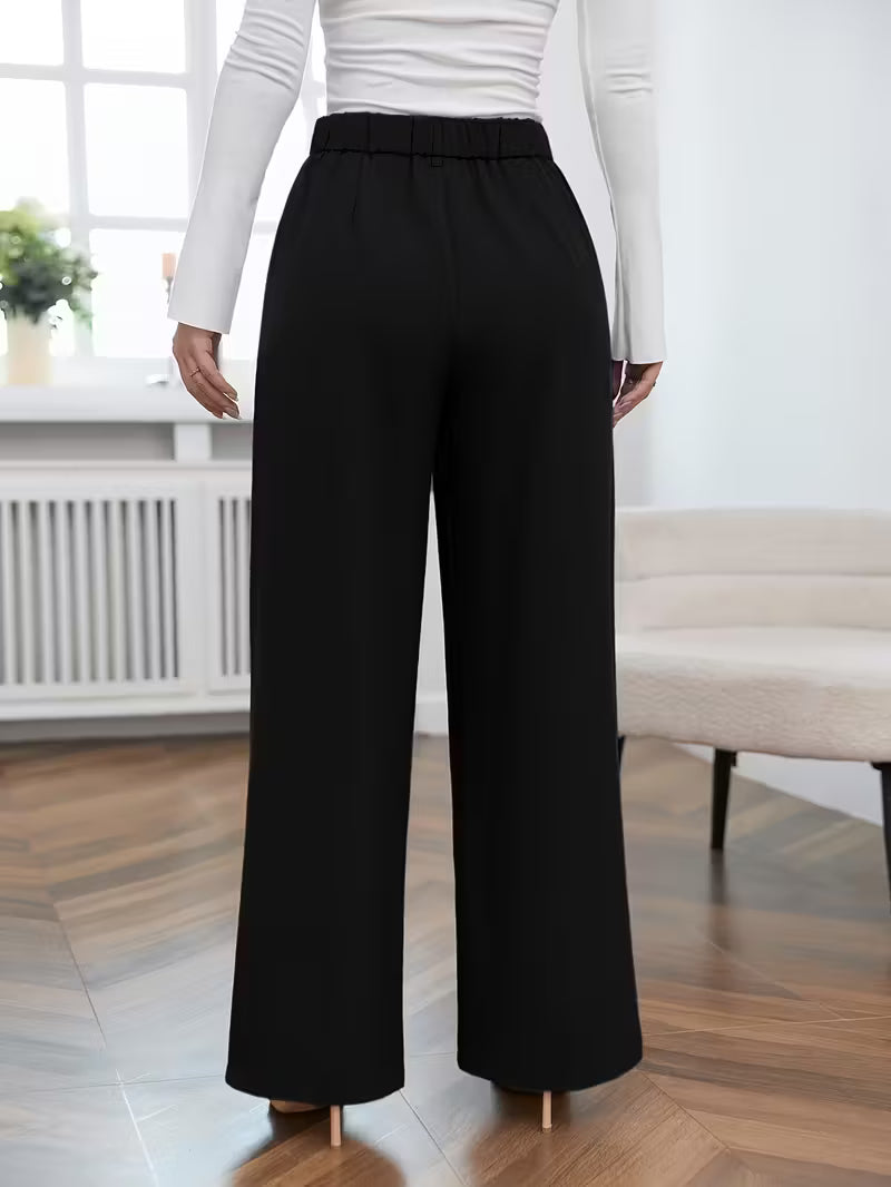 Pantalón de tiro alto con pierna amplia