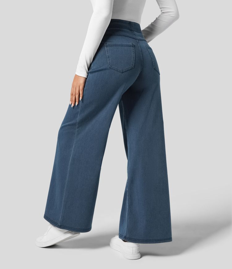 Jeans de tiro alto con pierna ancha