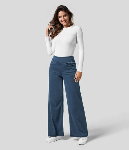 Jeans de tiro alto con pierna ancha