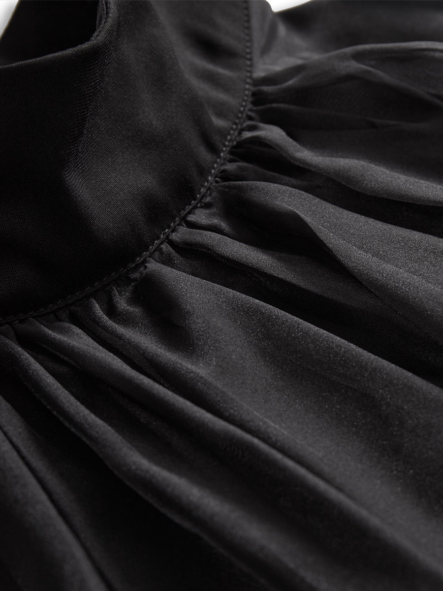 Blusa sin mangas de gasa con detalle plisado