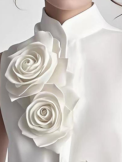 Blusa sin mangas con detalle floral en relieve