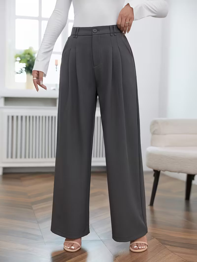 Pantalón de tiro alto con pierna amplia