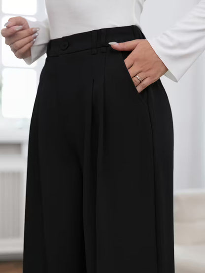 Pantalón de tiro alto con pierna amplia
