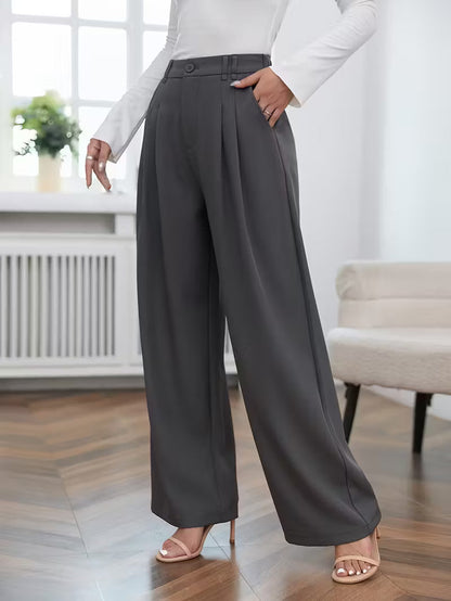 Pantalón de tiro alto con pierna amplia