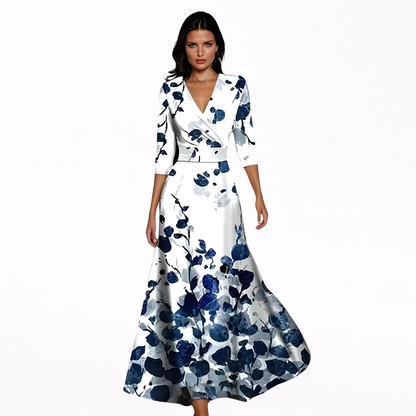 Emilia | Vestido largo cruzado con estampado floral