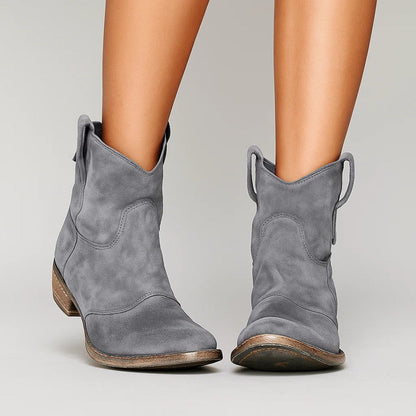 Botines estilo western con acabado efecto ante
