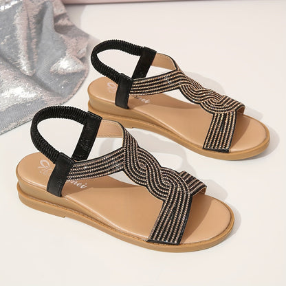 Sandalias planas con tiras brillantes