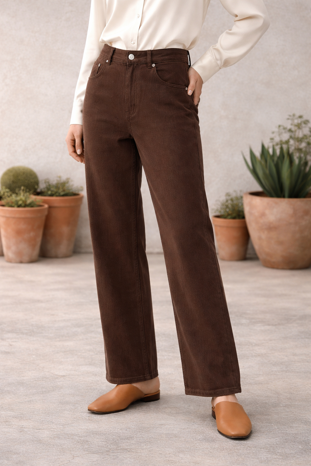 Jeans de corte recto con tiro medio