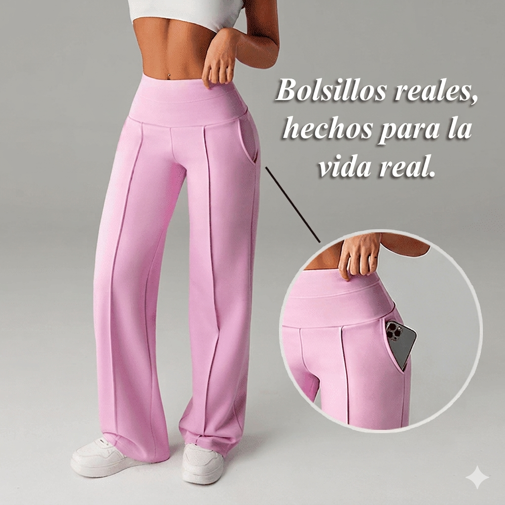 Pantalón de tiro alto con pierna amplia