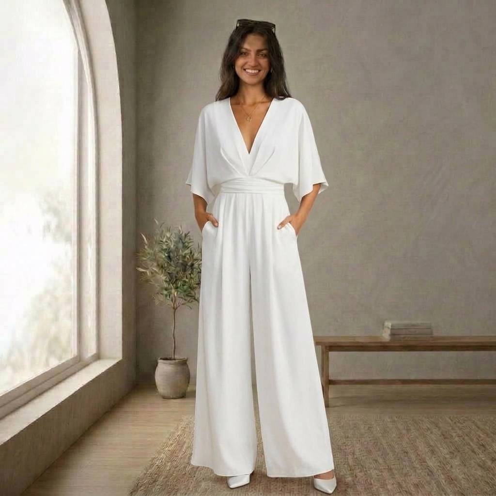 Mono elegante fluido con pantalón amplio