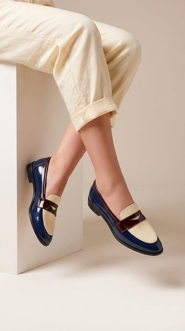Claudia | Mocasines bicolor con contraste