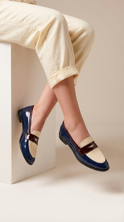 Claudia | Mocasines bicolor con contraste