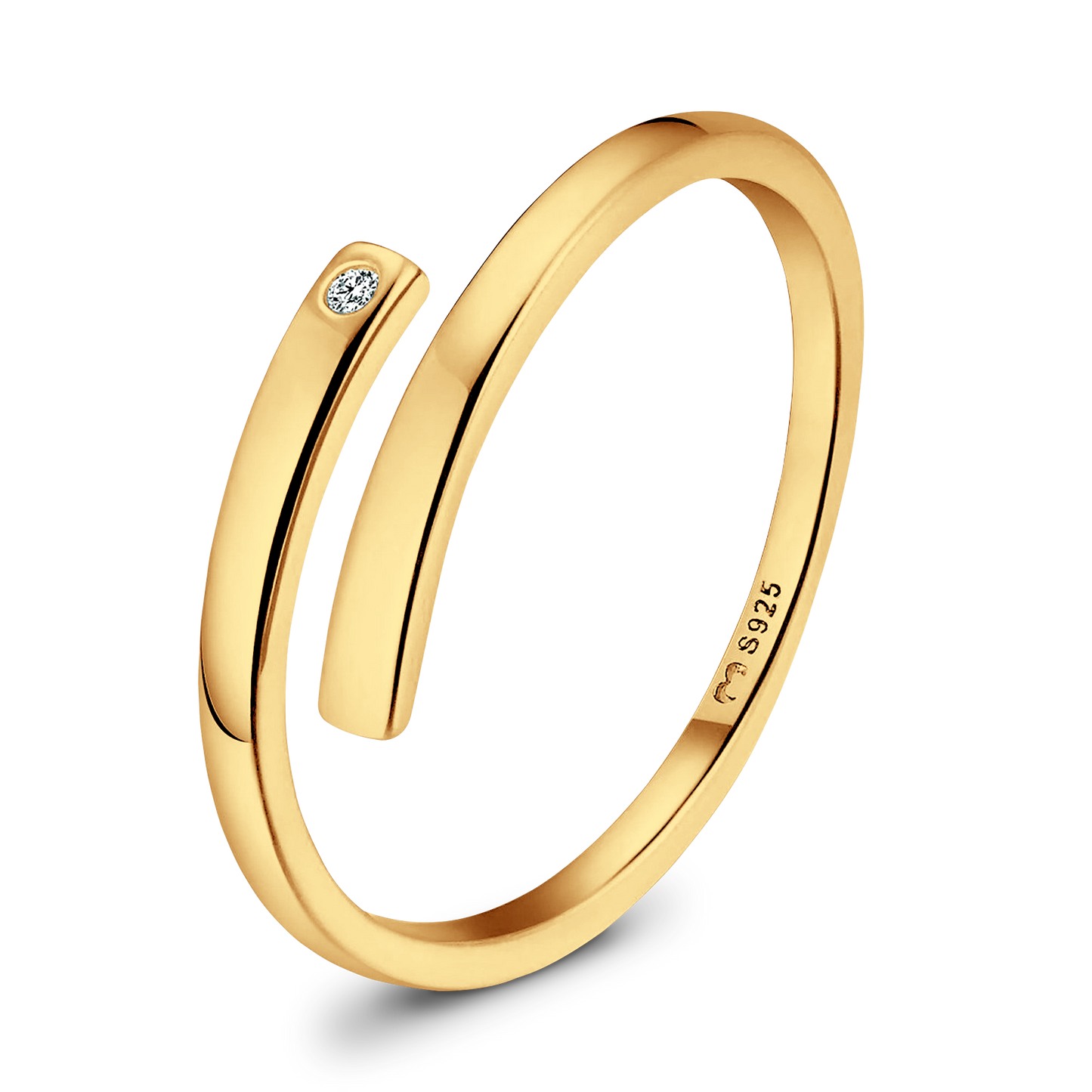 Anillo abierto con circonita lateral