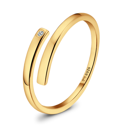 Anillo abierto con circonita lateral