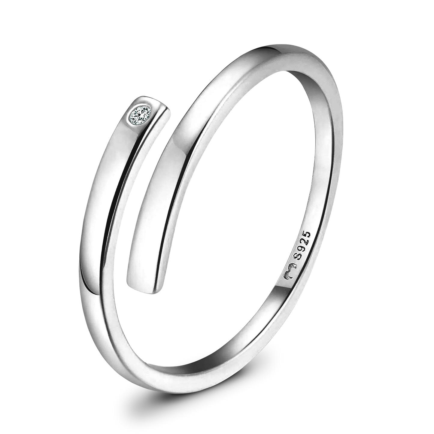 Anillo abierto con circonita lateral