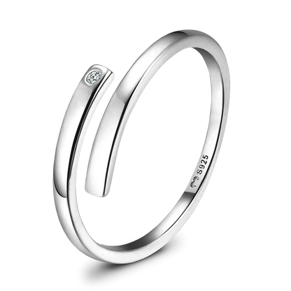 Anillo abierto con circonita lateral