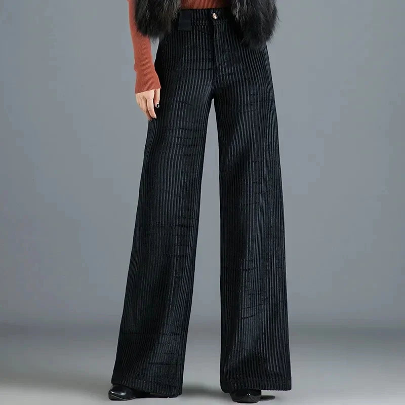 Pantalón palazzo de tiro alto con rayas