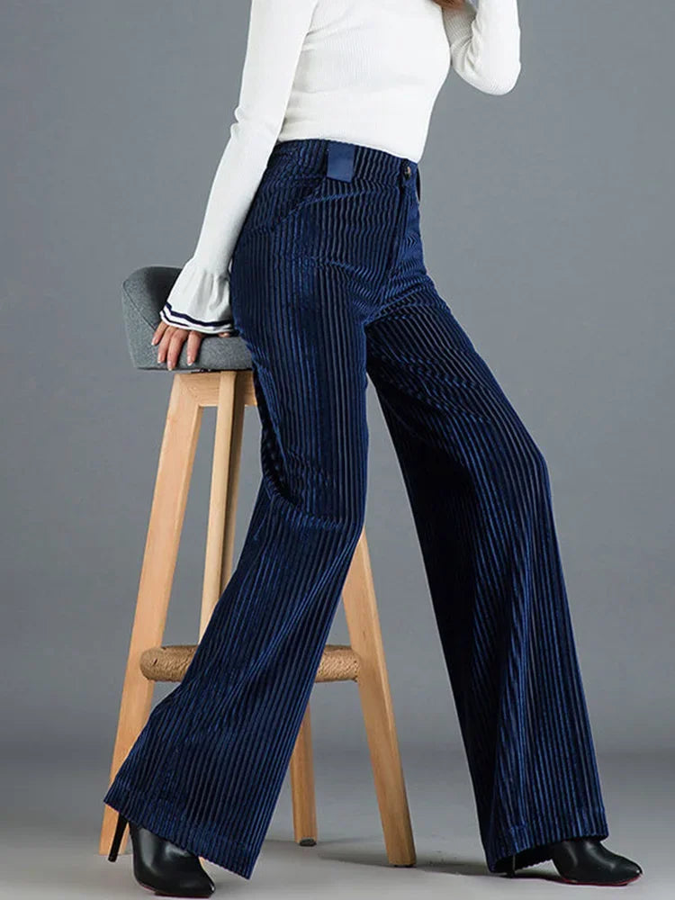 Pantalón palazzo de tiro alto con rayas