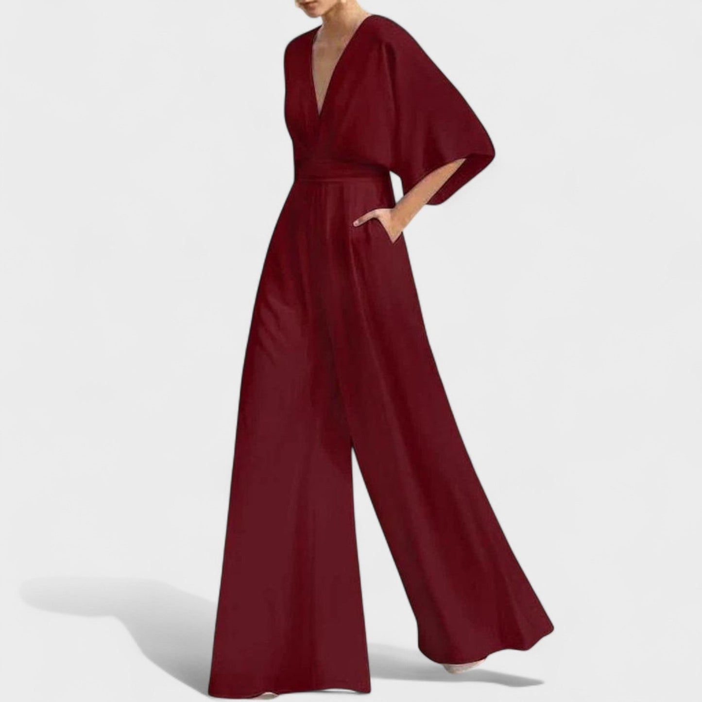 Mono elegante fluido con pantalón amplio