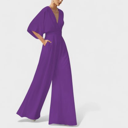 Mono elegante fluido con pantalón amplio