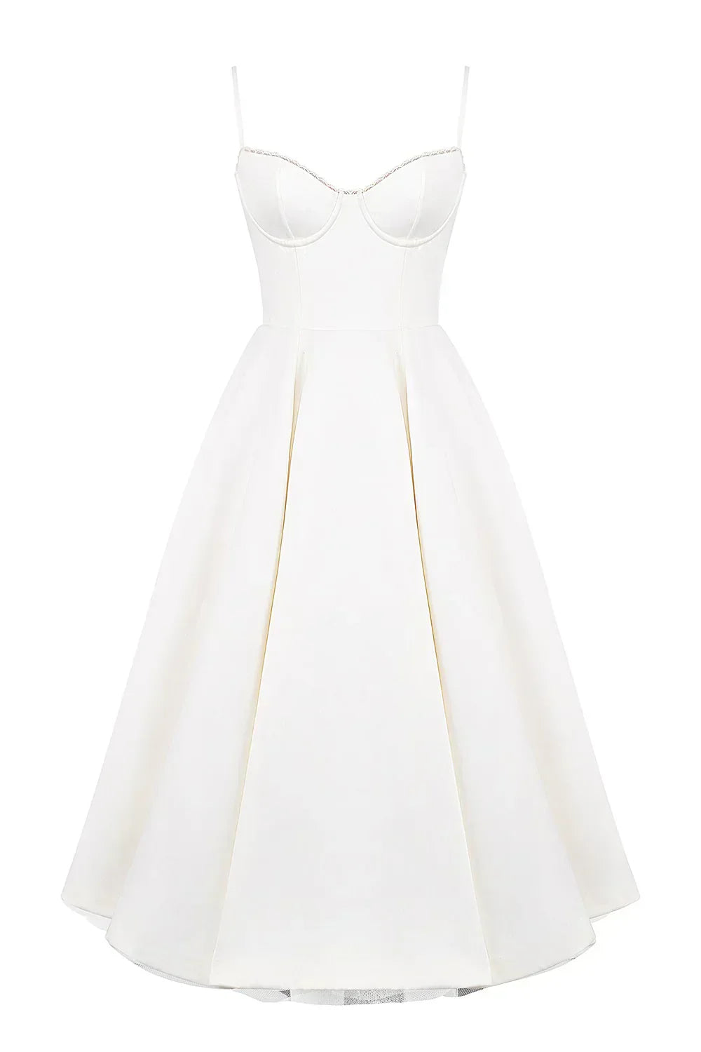 Arielle | Vestido midi sin tirantes con falda amplia