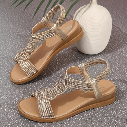 Sandalias planas con tiras brillantes