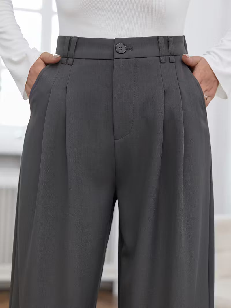 Pantalón de tiro alto con pierna amplia
