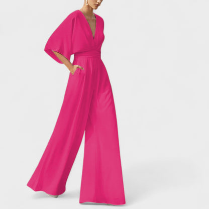 Mono elegante fluido con pantalón amplio
