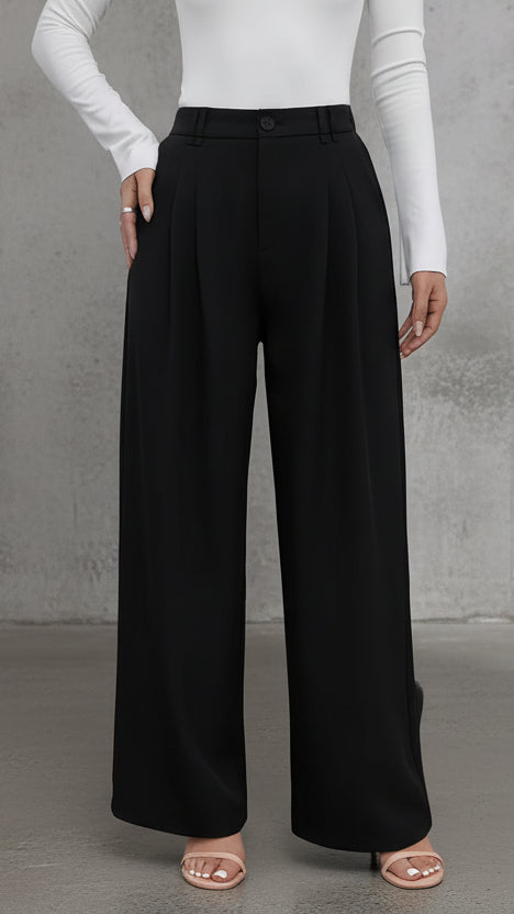 Pantalón de tiro alto con pierna amplia
