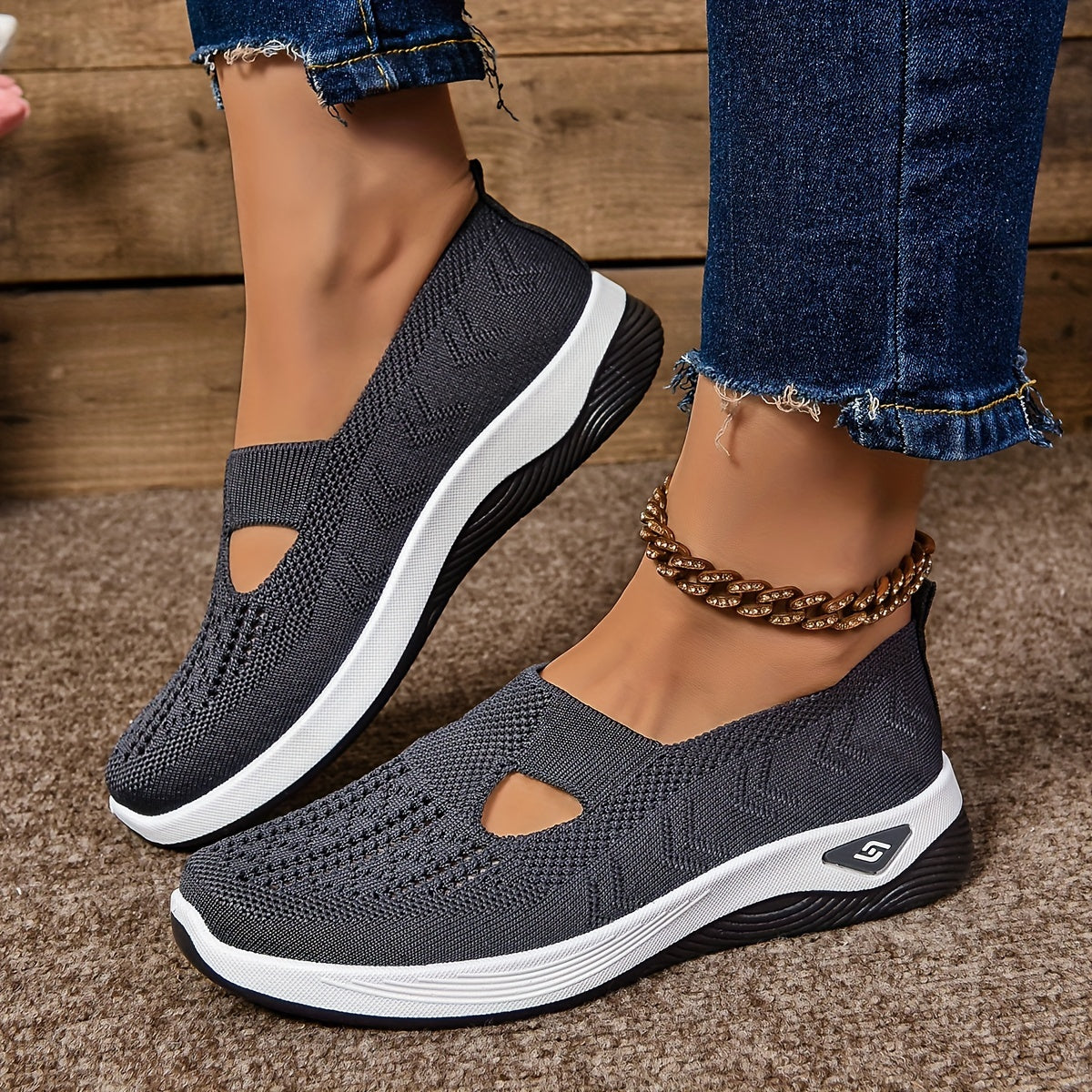 Zapatillas cómodas de tejido transpirable sin cordones