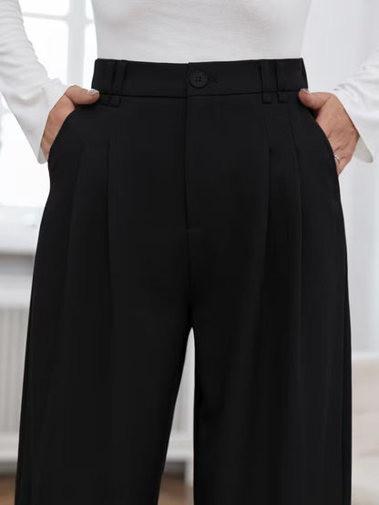 Pantalón de tiro alto con pierna amplia