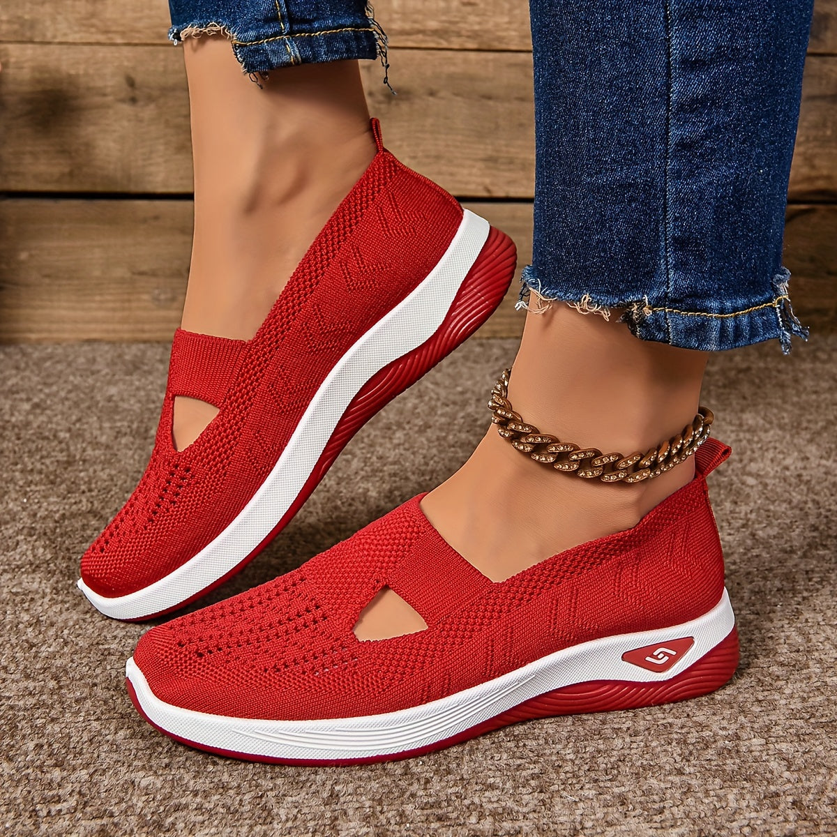 Zapatillas cómodas de tejido transpirable sin cordones