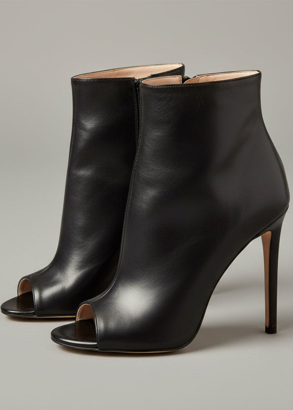 Botines de tacón alto en piel negra