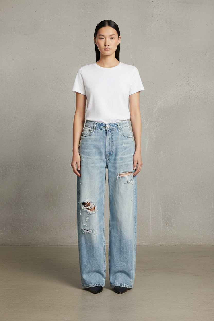 Jeans de tiro alto con corte recto