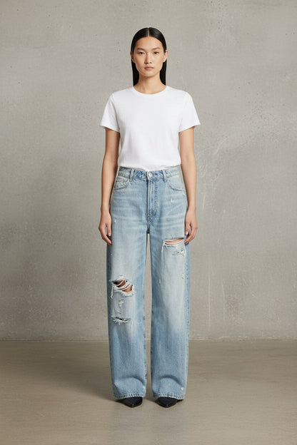 Jeans de tiro alto con corte recto