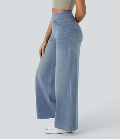 Jeans de tiro alto con pierna ancha