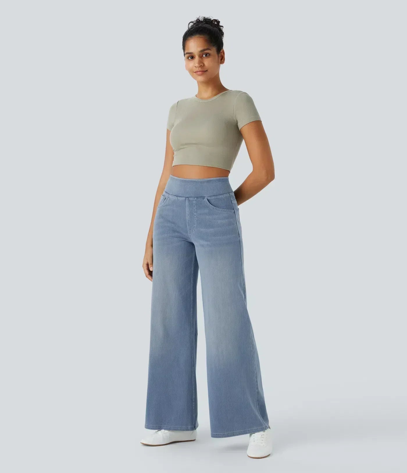 Jeans de tiro alto con pierna ancha