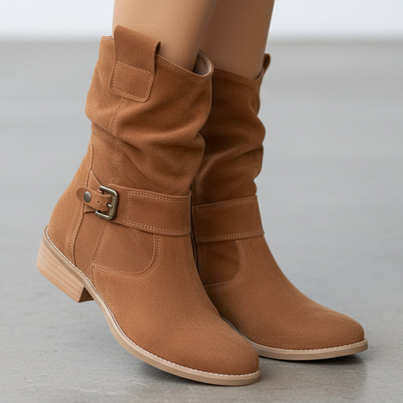 Botines casual con acabado efecto ante