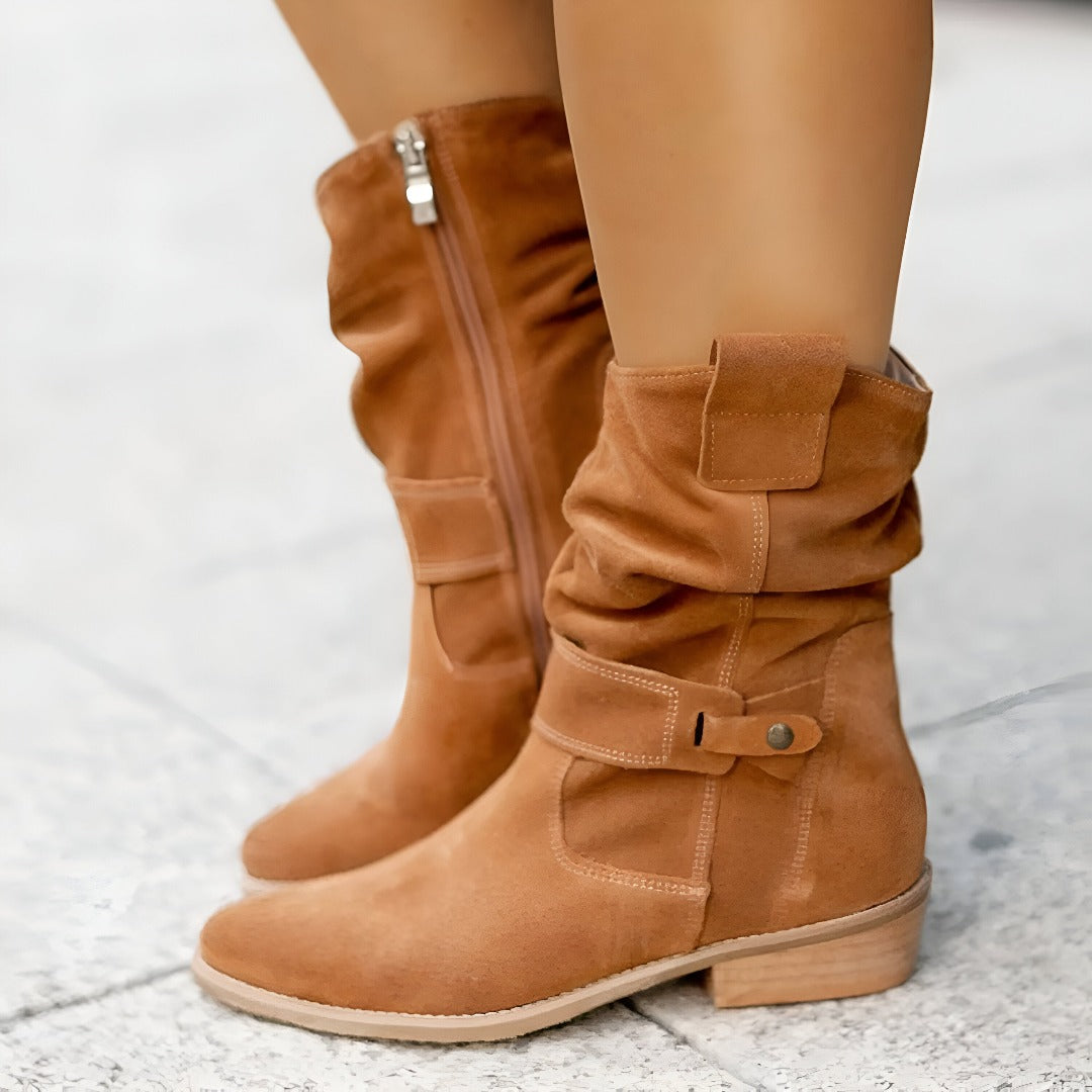 Botines casual con acabado efecto ante